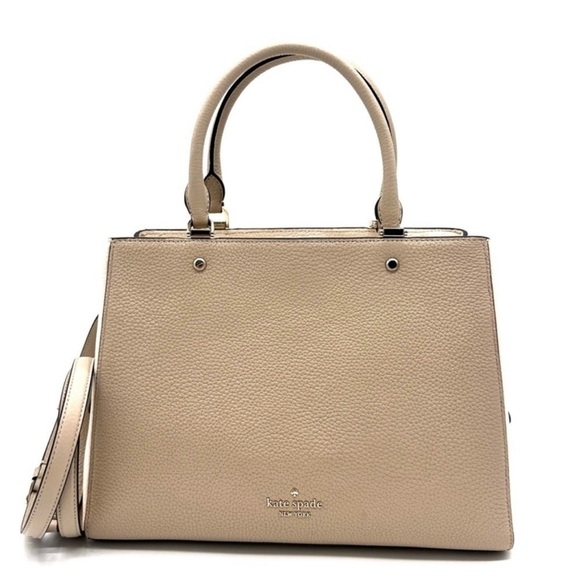 kate spade Handbags - Kate Spade Leila Triple Compartment
Satchel Bag Tan/White